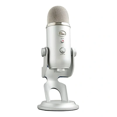 Imagen de Blue Micrófono USB profesional Yeti para grabación, streaming, podcasting, radiodifusión, gaming, voz en off y más, multipatrón, Plug&#039;n Play PC Mac Plata