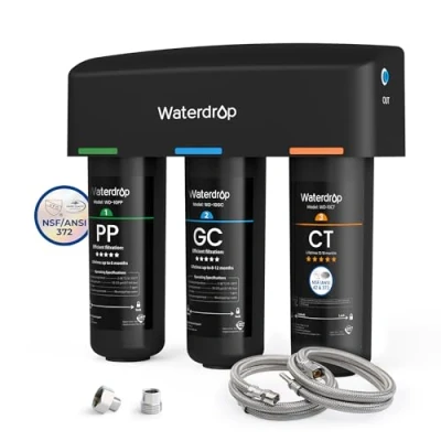 Imagen de Waterdrop TSA Sistema de Filtro Agua para Debajo del Fregadero, 3 Etapas Filtrado Agua, Certificado NSF/ANSI 42, Reduce el Fluoruros, Plomo, Cloro, Mal Sabor