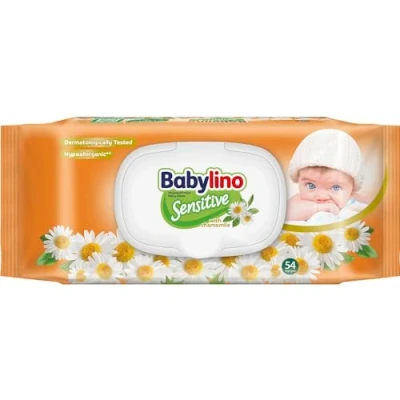 Imagen de Babylino Sensitive toallitas con delicada fragancia de Manzanilla, Fórmula 98% Natural que restaura el pH la piel, cierre ahorra frescor, 54
