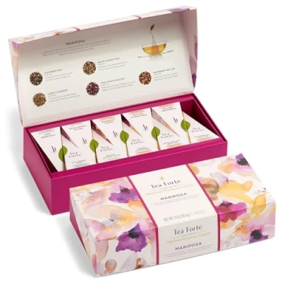 Imagen de Tea Forte Petite caja de presentación muestras té, té variada, 10 infusores piramidales hechos a mano (Mariposa)
