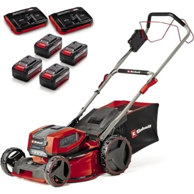 Imagen de Einhell Professional Cortacésped con batería GP cm 36/47 S Li BL Power X Change (36 V, 47 de Ancho Corte, hasta 700 m², sin escobillas, Cesta 65 L, Incl. 4x4,0Ah baterías, 2X Twincharger)