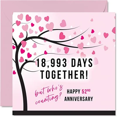Imagen de Stuff4 Divertida tarjeta de 52 aniversario para esposa o esposo 18993 Days Together I Love You, tarjetas feliz boda pareja, felicitación 5.7 pulgadas