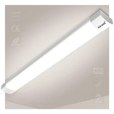 Imagen de Airand Luz húmeda LED 36W 3600LM 120CM Lámparas de Taller enlazables IP66 Tubos impermeables baño Sótano Garaje Oficina Almacén Sala pasatiempos Cuarto húmedo, Blanco neutro