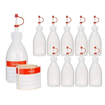 Imagen de 10 botellas de plástico LDPE 100 ml botella exprimible laboratorio adorno spray con punta dosificadora para la cocina, el o hobby