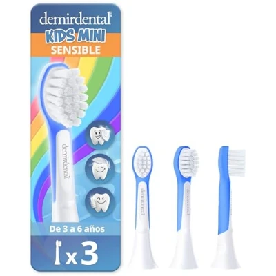 Imagen de demirdental cabezales para Philips Sonicare Kids, Compact Mini dientes de leche, niños 3 a 6 años, equivalente HX6033, azul oscuro, set