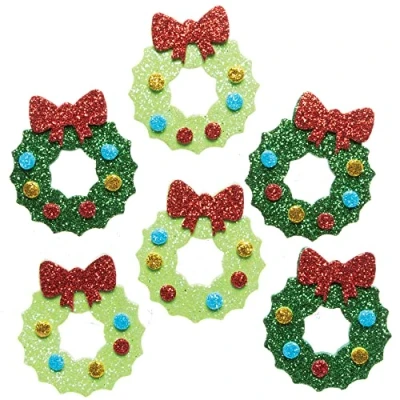 Imagen de Baker Ross FE917 Pegatinas de Espuma con Purpurina Corona Navidad Paquete 100, para Niños, Ideal Proyectos Arte y Manualidades Niños
