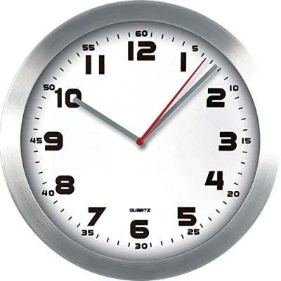 Imagen de MPM Reloj de Pared Metal diseño Moderno con escalón, 1 Pila AA, 295 x 43 mm