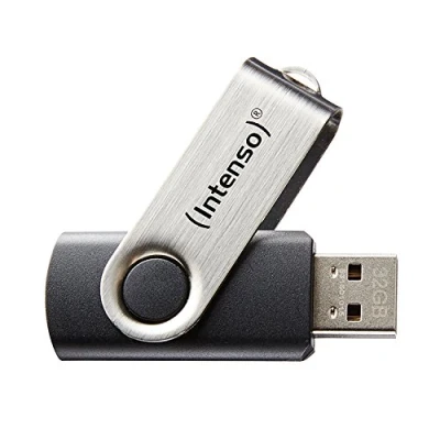 Imagen de Intenso Basic Line Memoria USB 2.0 de 64 GB (28 MB/s), Color Negro y Plateado