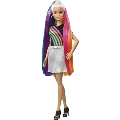 Imagen de Barbie Destellos de Arociris, Muñeca Rubia con Cabello Extra Largo Accesorios para peinar, Regalo niñas y niños 3 9 años (Mattel FXN96), Color/Modelo Surtido