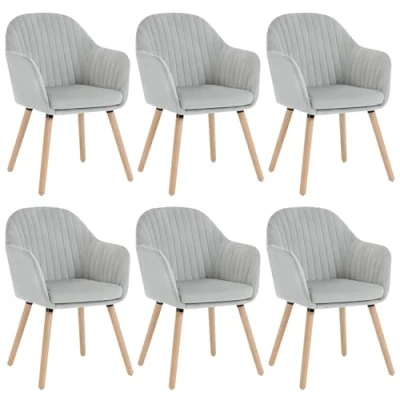 Imagen de WOLTU 6X Sillas de Comedor Nordicas Estilo Vintage Juego 6, Cocina Tapizada con Reposabrazos en Terciopelo, Estructura Madera Escritorio Gris Oscuro BH259dgr 6