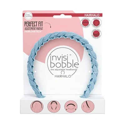 Imagen de Invisibobble Diadema azul Hairhalo Miss Denim x1 mujer y hombre boda invitada con forma adaptable Sujeción fuerte cómoda