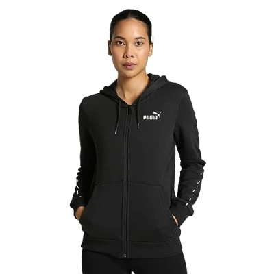Imagen de PUMA ESS Tape FZ Sudadera con Capucha FL Sudor, Negro Black, L para Mujer