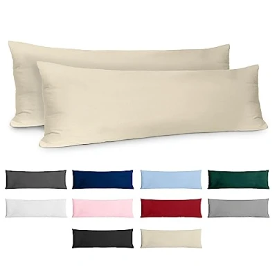 Imagen de Funda de Almohada 40x145 Algodón Reforzado (Pack 2) Beige Tela Apretada 57 Hilos/cm² 40 x 145 Certificación Oeko Tex Dreamzie