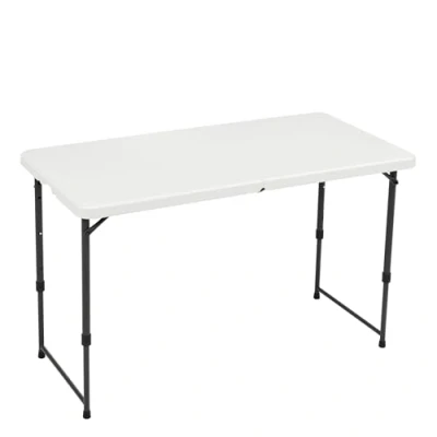 Imagen de Amazon Basics Mesa plegable de 4 patas, alturas ajustables con asa transporte, para interior y exterior, blanco