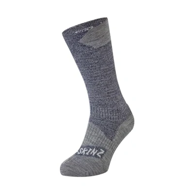Imagen de SealSkinz Waterproof All Weather Mid Length Calcetín, Hombre, Navy Blue/Grey Marl, Small