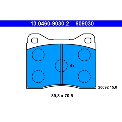 Imagen de ATE 13.0460 9030.2 Juego de pastillas freno no preparado para indicador desgaste, excl. contacto avisador desgaste BMW: 6 Coupé