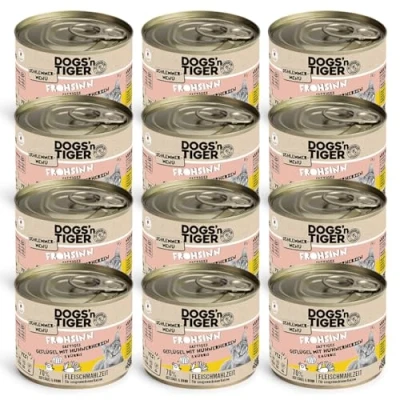 Imagen de Dogs&#039;n Tiger Comida húmeda para Gatos con Pollo y Calabaza, sin Cereales, azúcares añadidos, conservantes Artificiales, compatibilidad óptima, 12 x 200 g