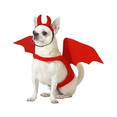 Imagen de Atosa Disfraz de Demonio Rojo con Alas y Cuernos Halloween para Mascotas Figura Espeluznante Encantadora Evento Temático Comodidad Estilo Aterrador