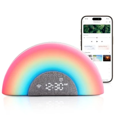 Imagen de Momcozy máquina de sonido para bebé, sueño ruido blanco bebé con luz nocturna guardería, reloj despertador amanecer y despertar