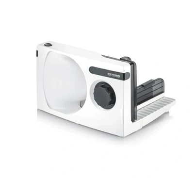 Imagen de SEVERIN Cortafiambres eléctrico con corte 0 15 mm, cortadora de fiambre apta para carne, pan y queso, máquina cortar, rebanadora protector dedos, Blanco, 100 W, AS 3912