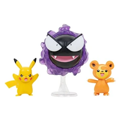 Imagen de Pokémon PKW2347 Juego de Figuras Batalla Teddiursa, Pikachu, Nebulak, móviles Oficiales, 5 cm Teddiursa y 7,5 Nebulak