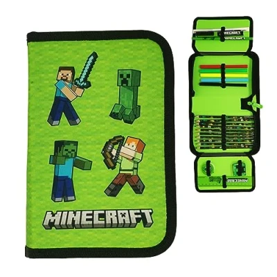 Imagen de Theonoi Estuche para lápices con diseño de caballo, 2 compartimentos, estudiantes dos pisos, relleno, regalo niñas, Minecraft,