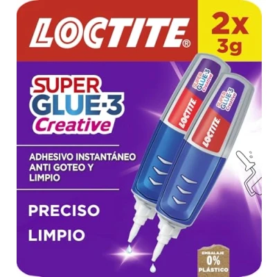Imagen de Loctite Super Glue 3 Creative Pen (pack de 2 tubos x 4 g), adhesivo transparente en forma bolígrafo, pegamento instantáneo universal antigoteo, preciso y fácil usar