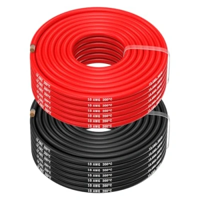 Imagen de MMOBIEL 10 AWG Cable Eléctrico de Silicona Gauge (5,26mm²) Cobre Estañado 2 Cables Separados Rojo y Negro Cada Uno 20 m para Drones, Impresoras 3D, Baterías, Altavoz, Tiras Led
