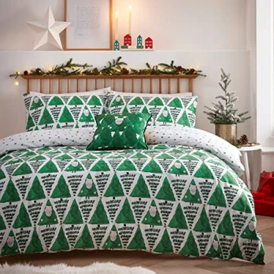 Imagen de furn. Hide and Seek Juego de Funda edredón para Cama Individual, algodón, poliéster, Color Verde