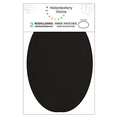Imagen de 2 rodilleras de Ante color Negro termoadhesivas para planchar. Coderas proteger tu ropa y reparación pantalones, chaquetas, jerseys, camisas. 16 x 10 cm. Ref. 93