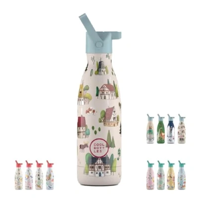 Imagen de Cool Bottles Botella Térmica Infantil de Agua Acero Inoxidable 350 ml Tudor Village Bebidas Frías 36 Horas y Calientes 18 Acabado con Pintura en Relieve Sin BPA