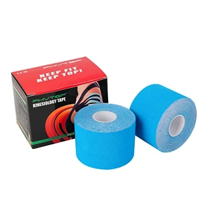 Imagen de PHYTOP Kinesiotape Vendaje Neuromuscular (2 Rollos en color Azul Cielo), Cinta Kinesiologica para el Alivio del Dolor y la Recuperación de Lesiones