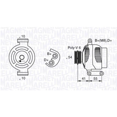 Imagen de MAGNETI MARELLI 063377028010 Alternador 12V 120A FIAT: Fiorino III Furgón / Familiar, Doblo I Cargo, ALFA ROMEO: MiTo