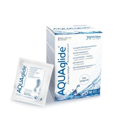 Imagen de Joydivision Original AQUAglide 50x3ml gel lubricante Natural, cristalino y vegano, pH optimizado compatible con preservativos de látex