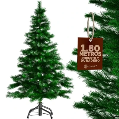Imagen de CASARIA® Árbol de Navidad Artificial 180cm Verde con Soporte 533 Puntas Pino PVC Decoración Navideña