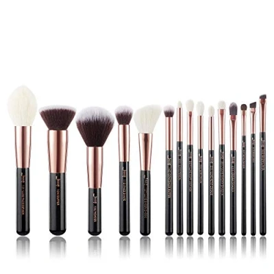 Imagen de Jessup Set Brochas de Maquillaje Profesional Oro Rosa 15pcs Negro Pinceles para Polvo Fundación Mezcla Delineador Sombras Ojos Ocultador, T160