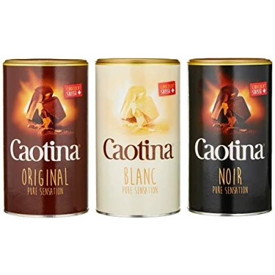 Imagen de Caotina Set Triple, original, noir, blanc, Cacao en Polvo de Chocolate Suizo, Caliente para Beber, 3 x 500 g