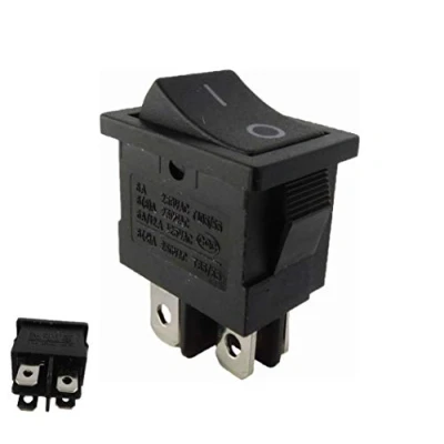 Imagen de Interruptor basculante empotrable 19 x 13 mm, 2 polos (4 pines), color negro