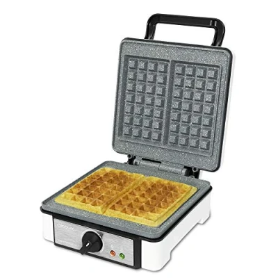 Imagen de Cecotec fun gofrestone double, gofrera con 1200 w de potencia, revestimiento piedra ecológico antiadherente rockstone, doble capacidad