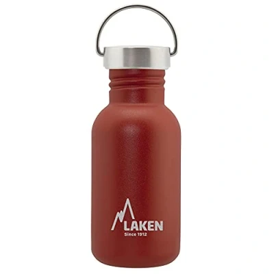 Imagen de LAKEN Botella de Agua Acero Inoxidable (0,50L Rojo) con Tapón Vintage Reutilizable y Sostenible para Niños Adultos: Ideal Deporte, Escuela, Café
