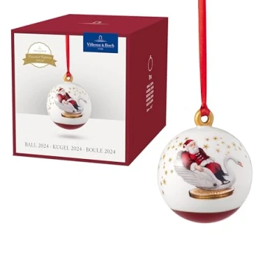 Imagen de Villeroy &amp; Boch Annual Christmas Edition, Adorno, Bola de Navidad, edición Anual 2024, Porcelana Premium, Pieza Exclusiva coleccionista, 6,5 x 8 cm