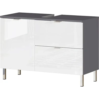Imagen de GERMANIA DIE MÖBELMACHER Mueble para Lavabo, Engineered Wood, Grafito,Blanco, 80 x 56 34 cm