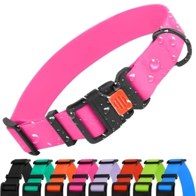 Imagen de CollarDirect Collar Perro Ajustable Impermeable con Hebilla Fácil de Abrochar Perros Nailon Resistente para Pequeños Medianos Grandes y Cachorros (Neck Fit 18&quot; 26&quot;, Pink)