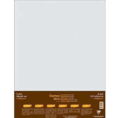 Imagen de Clairefontaine Ref 93995C Tablero reciclado gris (5 hojas) Tamaño de 50 x 65 cm, 1950 g/m², 3 mm espesor Adecuado para enmarcar, montaje, encuadernación, respaldo