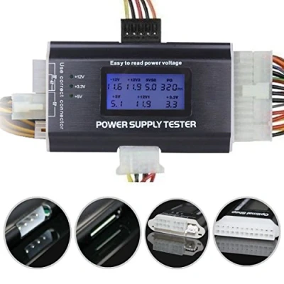 Imagen de LEAGY Probador de alimentación 20/24 4/6/8 pines para ordenador portátil conectores SATA, IDE, HDD, ATX, ITX, BYI