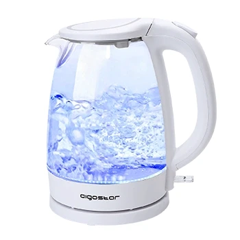 Imagen de Aigostar Eve 30Gon Hervidor de Agua Eléctrico, Vidrio Borosilicato, con Iluminación Led, 1,7 Litros, Libre Bpa, 2200 W, Base 360º, Filtro Antical, Doble Sistema Seguridad, Diseño Exclusivo.