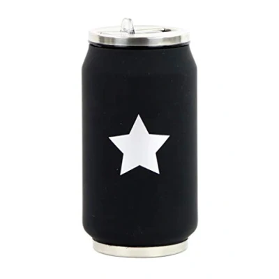 Imagen de YOKO DESIGN Lata aislada de 280 ml Black Silver Star, Acero Inoxidable, Estrella Negra, 280mL