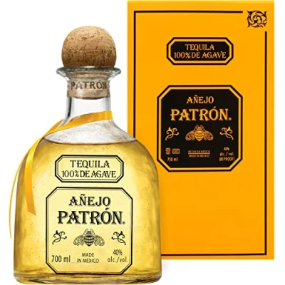 Imagen de PATRÓN Añejo Premium Tequila, 40% vol., 70 cl / 700 ml, Tequila 100% de agave, elaborado artesanalmente en México, pequeñas cantidades, con el mejor agave Azul Weber, añejado barricas roble