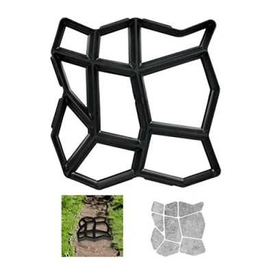 Imagen de Set de 2 Moldes para Hormigón, Forma Irregular, Plantilla Cemento, Pavimentación Caminos o Entrada, 4 x 42 42cm, Negro