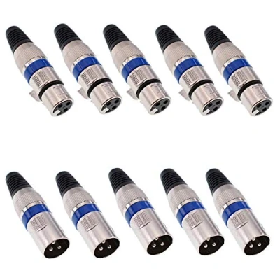 Imagen de Oiyagai 5 Pares de Conectores XLR 3 Pines, Cable Micrófono Macho y Hembra, Enchufe Audio, Paquete 10